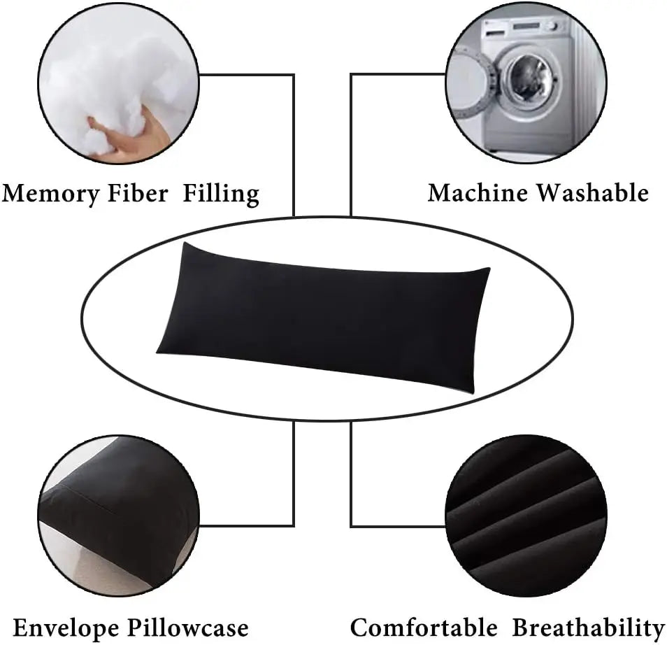 Body Pillow With Pillowcase For Comfortable Sleep Support