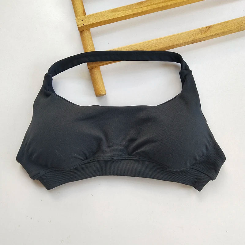 Seamless Open Back Neck Strap Sports Bra For Women Yoga