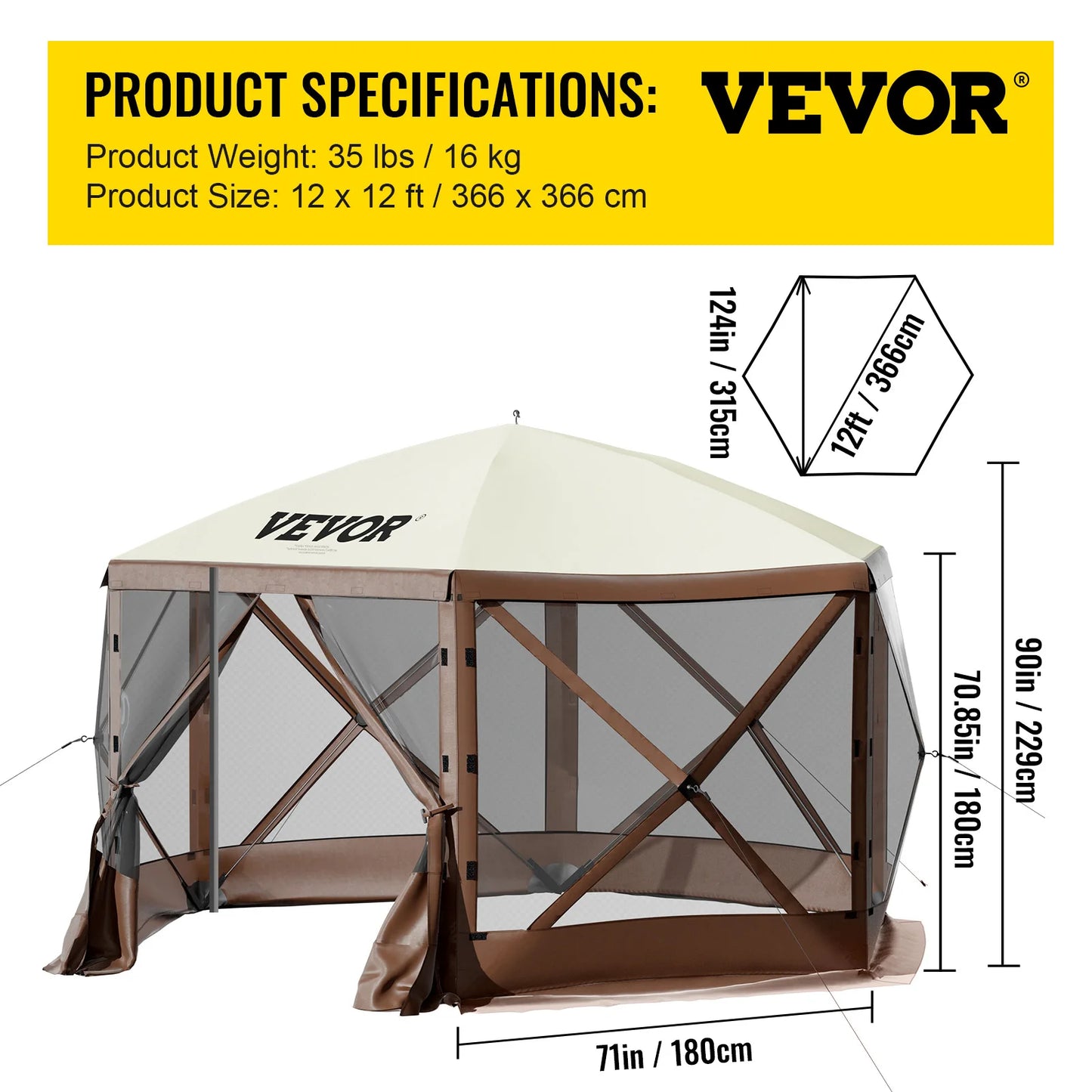 SucceBuy Pop-Up Camping Gazebo Canopy Shelter Six-Sided