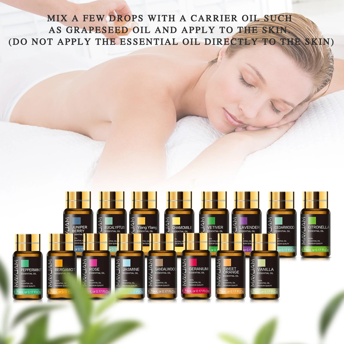 MAYJAM 28pc Pure Natural Essential Oils Gift Set For Diffuser