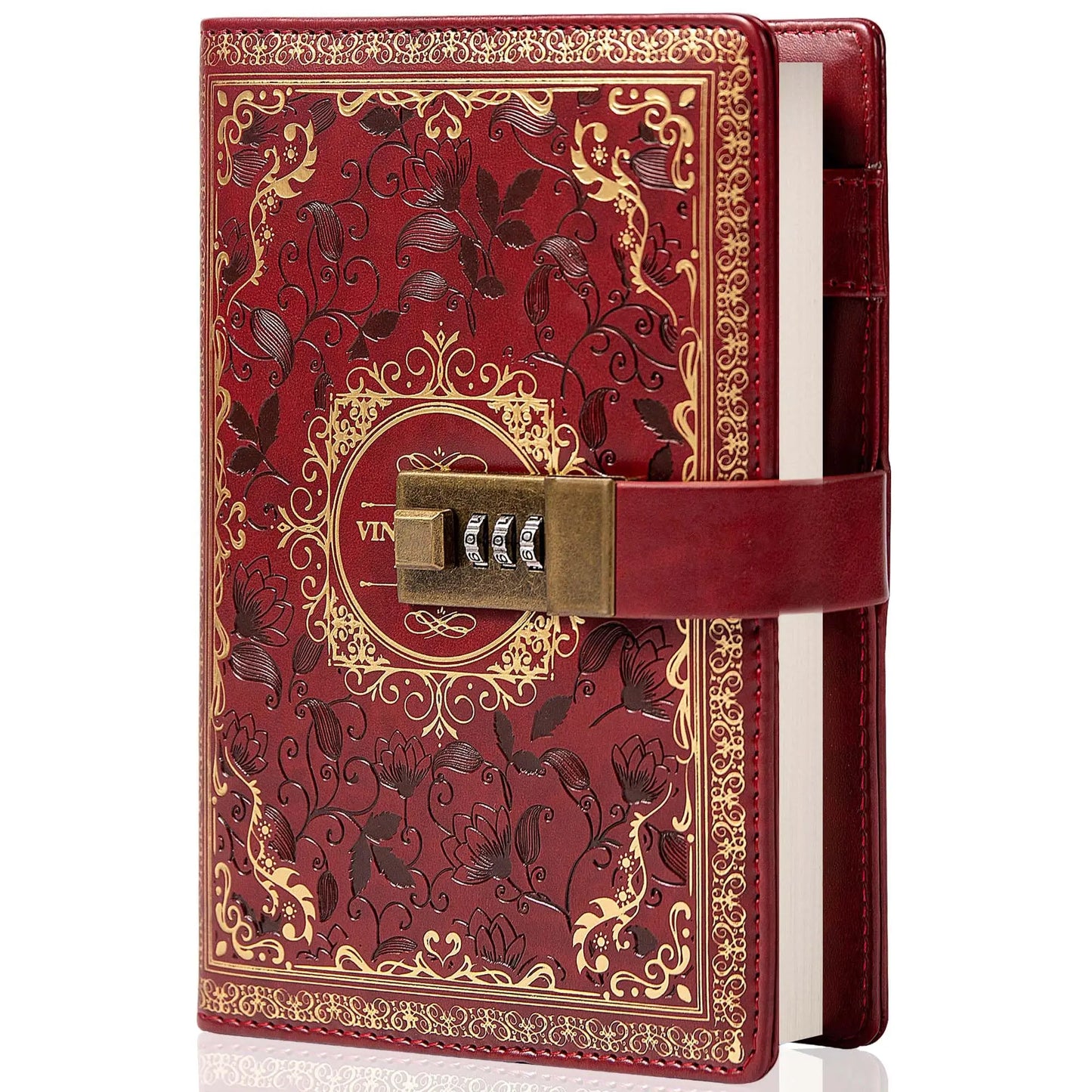 Digital Password Notebook With Lock PU Leather Privacy Journal