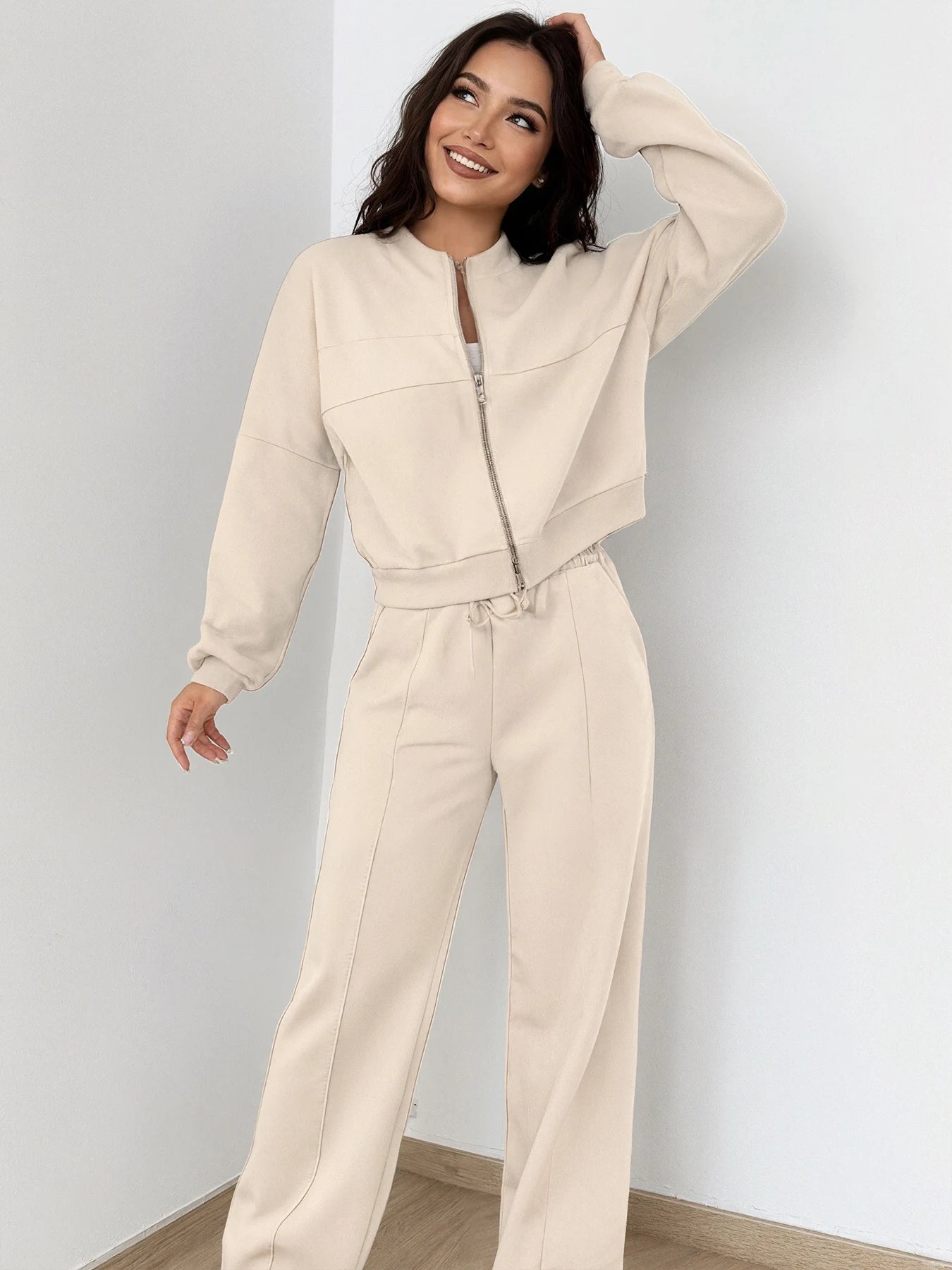 Women's Solid Color Two Piece Sports Set Machine Washable