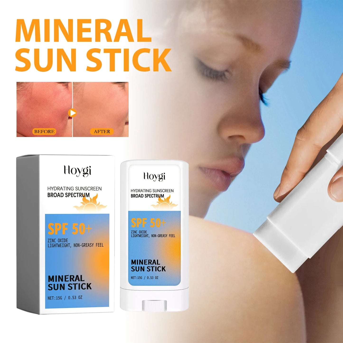 Hoygi Sunscreen Cream Stick SPF50 Face Moisturizer UV Blocker