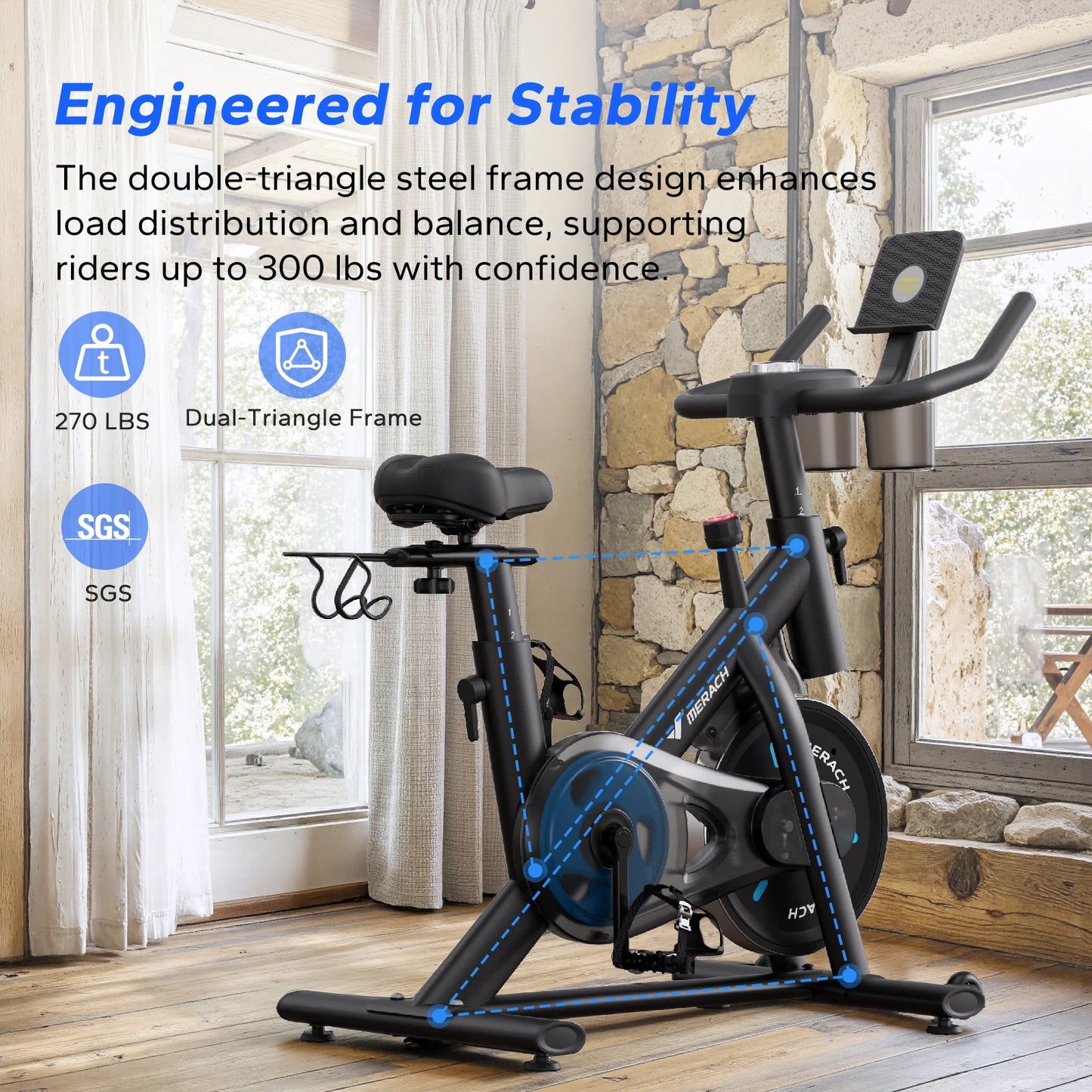 MERACH Magnetic Stationary Bike With App And Low Noise Cycling