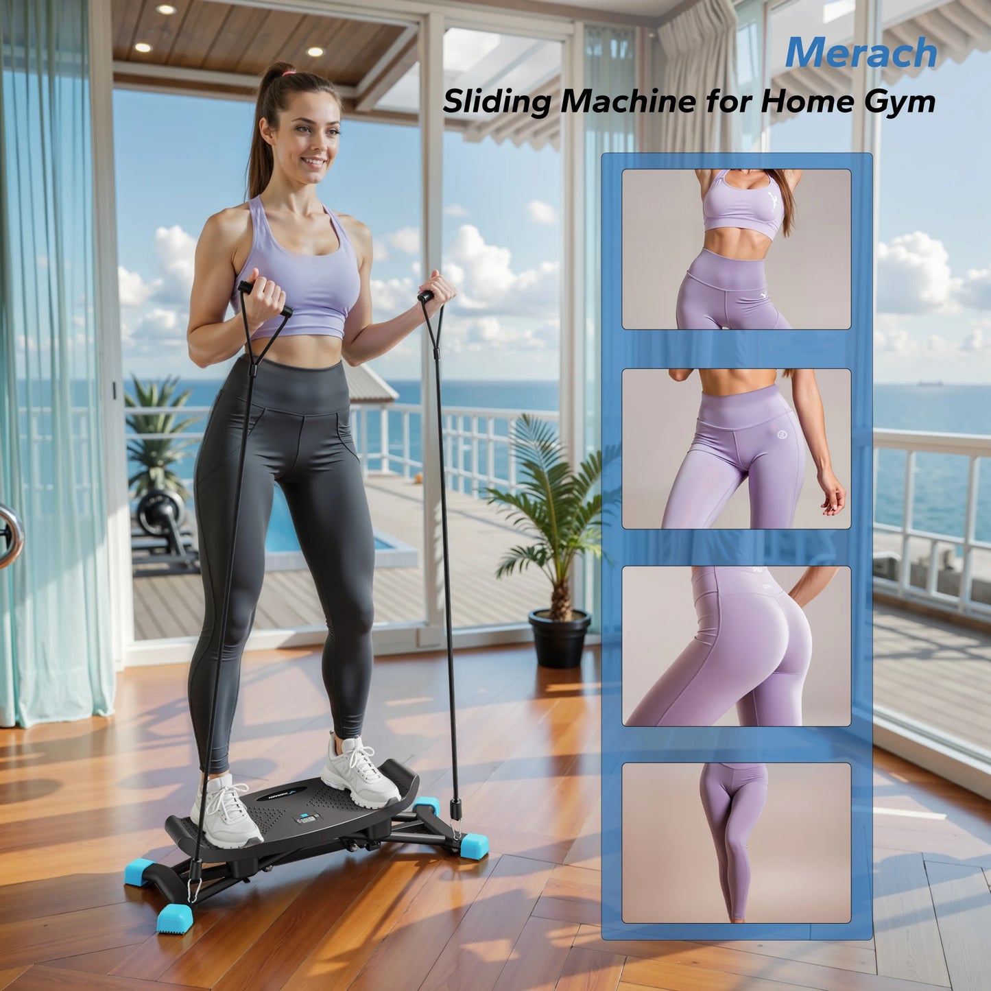 MERACH Ski Machine Simulated Ski Trainer For Full Body Cardio Workout