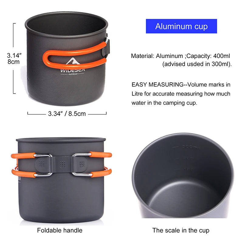 Widesea Camping Cookware Set Portable Pot And Cup Kit