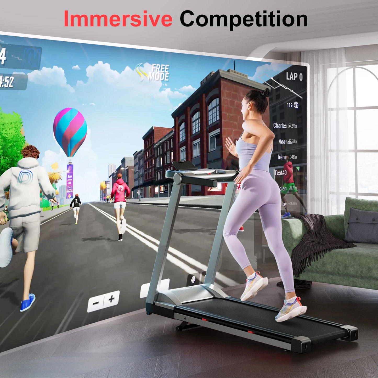 Superun 3.5HP Foldable Incline Treadmill With Handle Bar