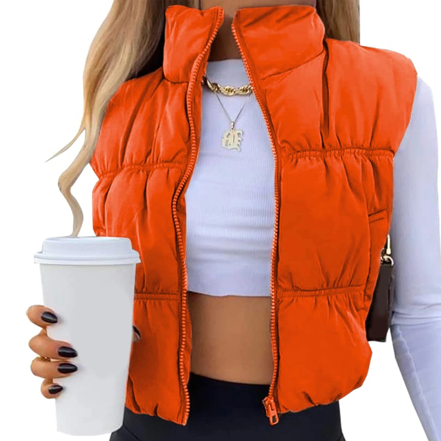 Hirigin Womens Winter Quilted Waistcoat Lightweight Zip Vest