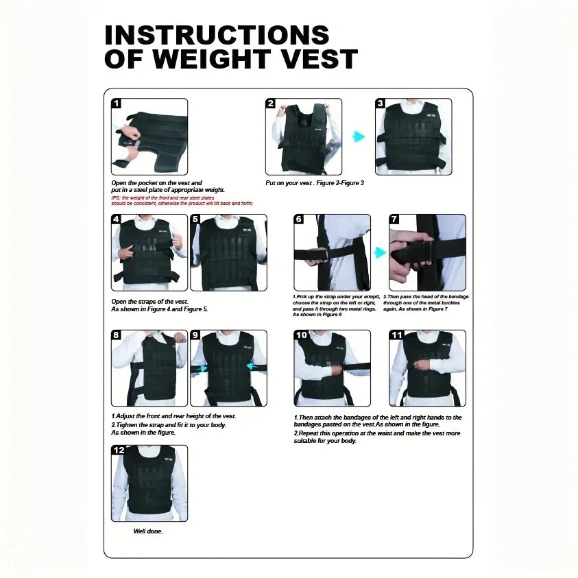 Adjustable Weight Vest With Ankle And Wrist Weights For Fitness Training
