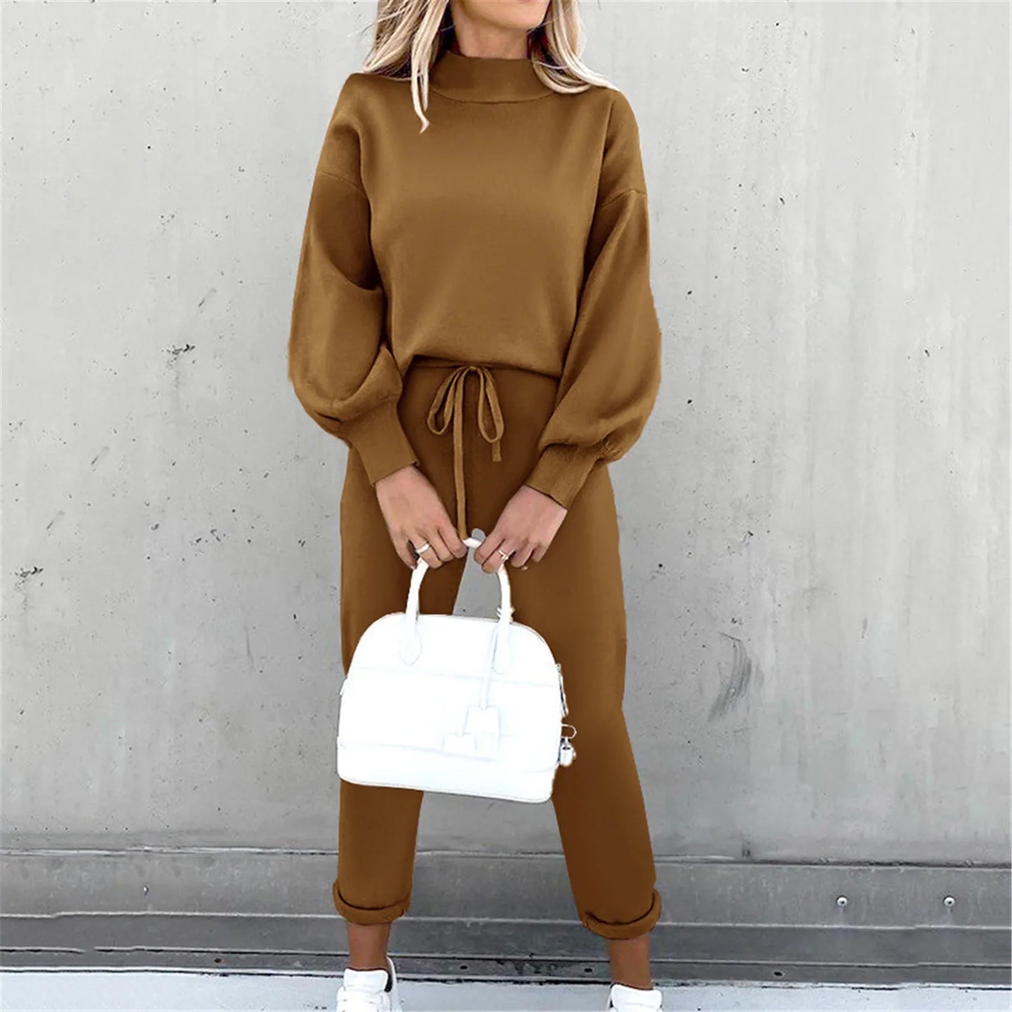 Women's Two Piece Streetwear Loungewear Set Long Sleeve Wide Leg