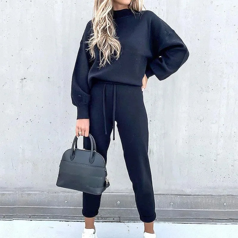 Women's Two Piece Streetwear Loungewear Set Long Sleeve Wide Leg