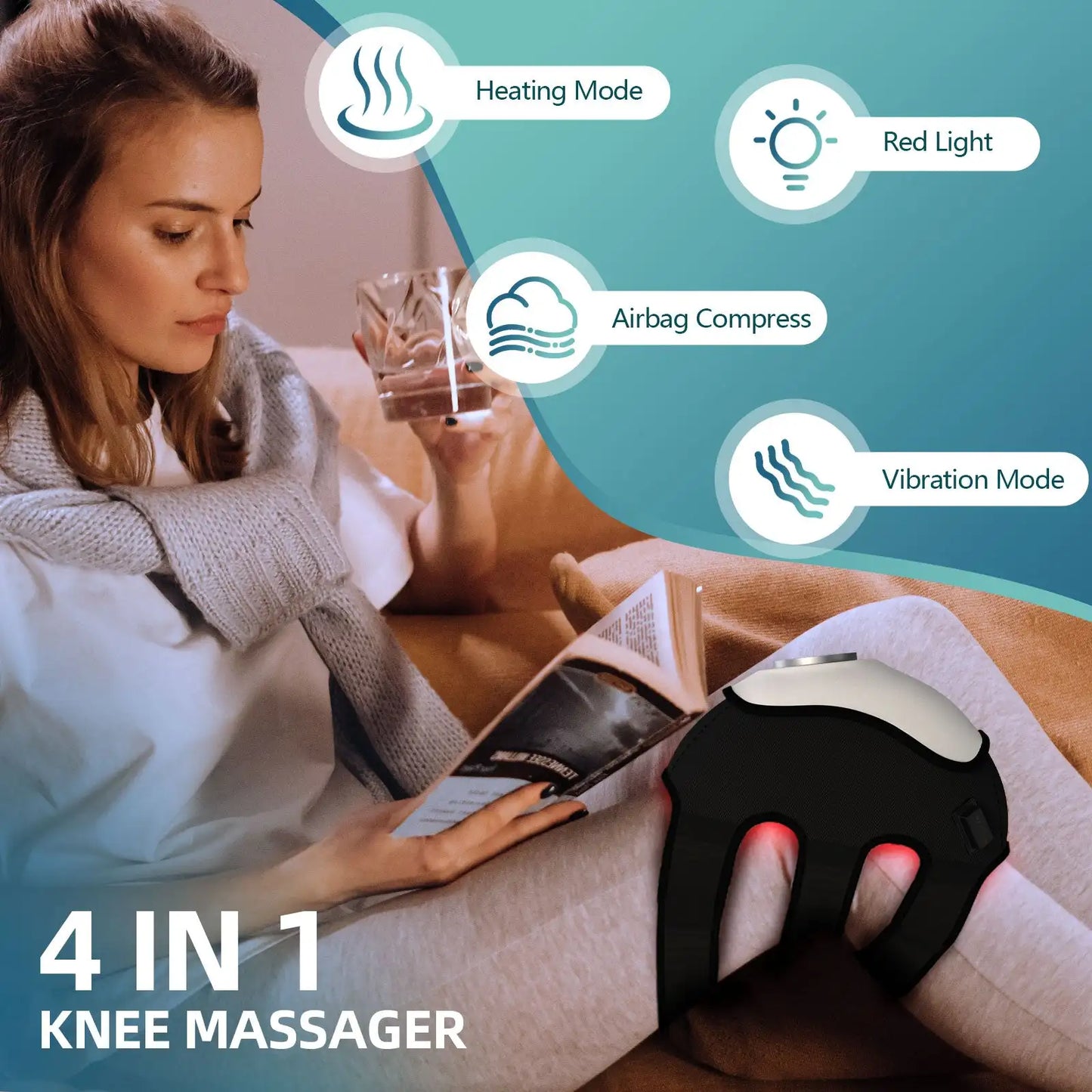 Knee Heating Massage Pad Infrared Heat And Vibration Pain Relief