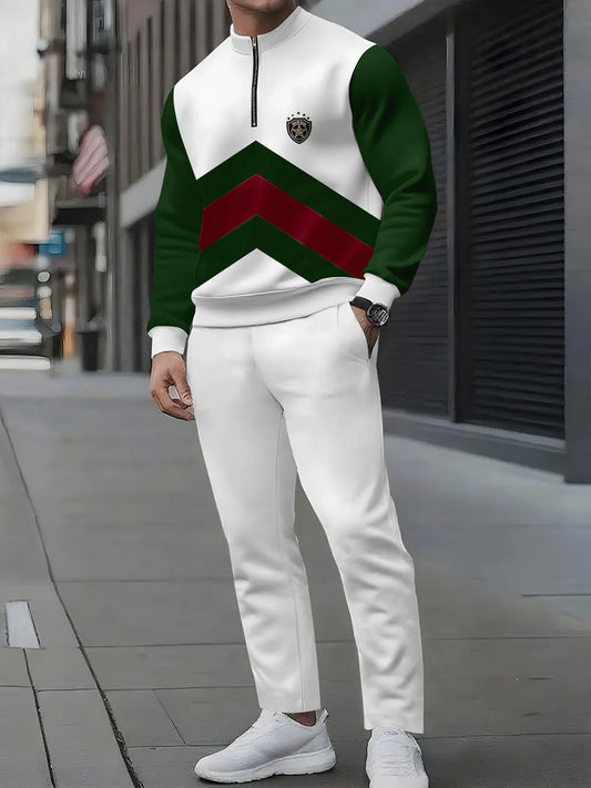 Men's European American 2-Piece Sports Knit Top and Pants Set