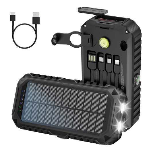 Solar Power Bank 40000mAh With Built Cables And LED Light