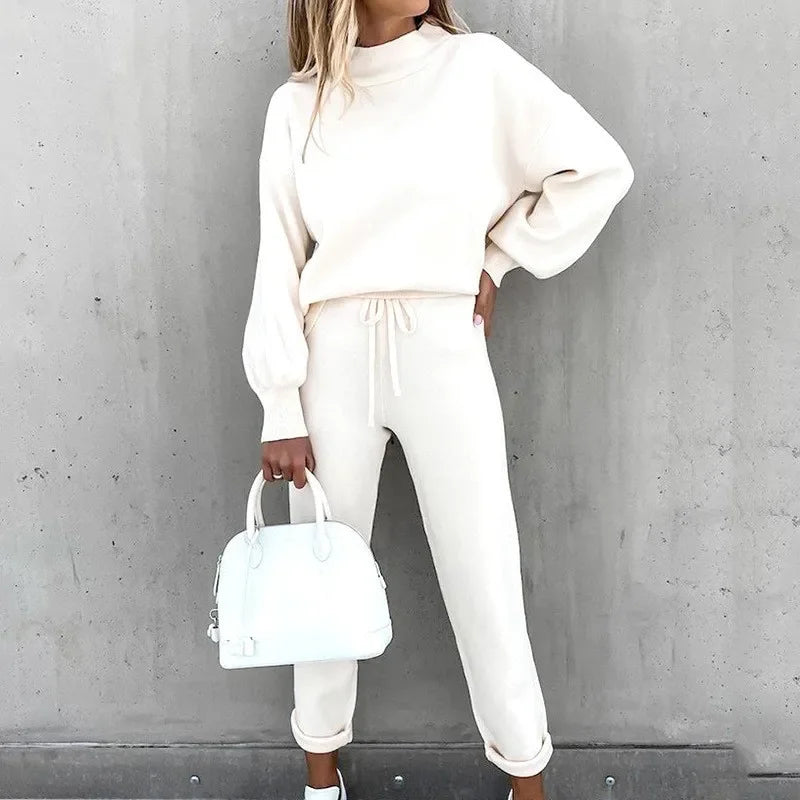 Women's Two Piece Streetwear Loungewear Set Long Sleeve Wide Leg
