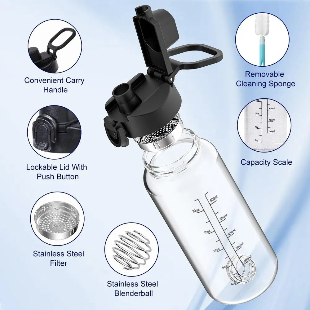 XMSJ Glass Shaker Bottle Stainless Steel Ball Cleaning Brush