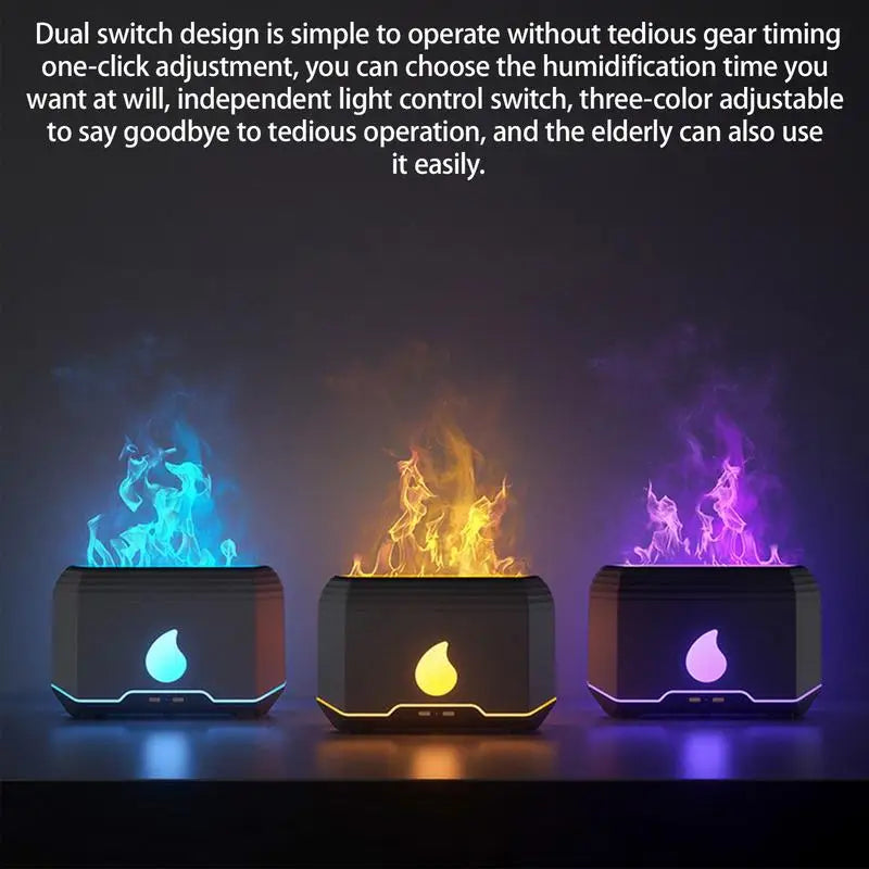 Aromatherapy Diffuser Humidifier With Flame Effect For Bedroom