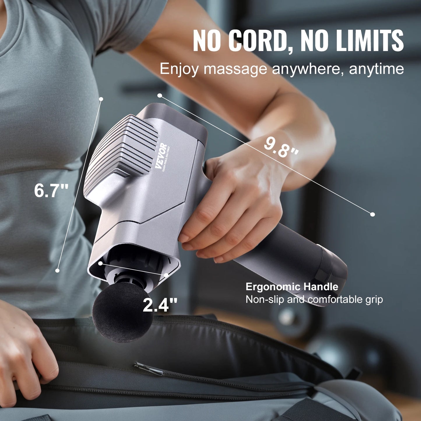 SucceBuy Deep Tissue Massage Gun Percussion Massager With 8 Speeds And 6 Heads