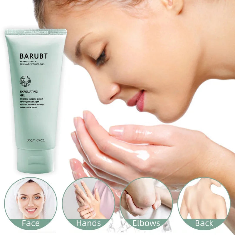 Herbal Exfoliating Gel Deep Cleanse Gentle Skin Scrub Brightening Moisturizing