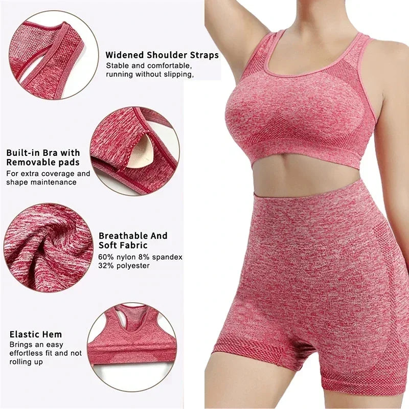 Seamless Yoga Set For Women With Shorts And Bra Tops