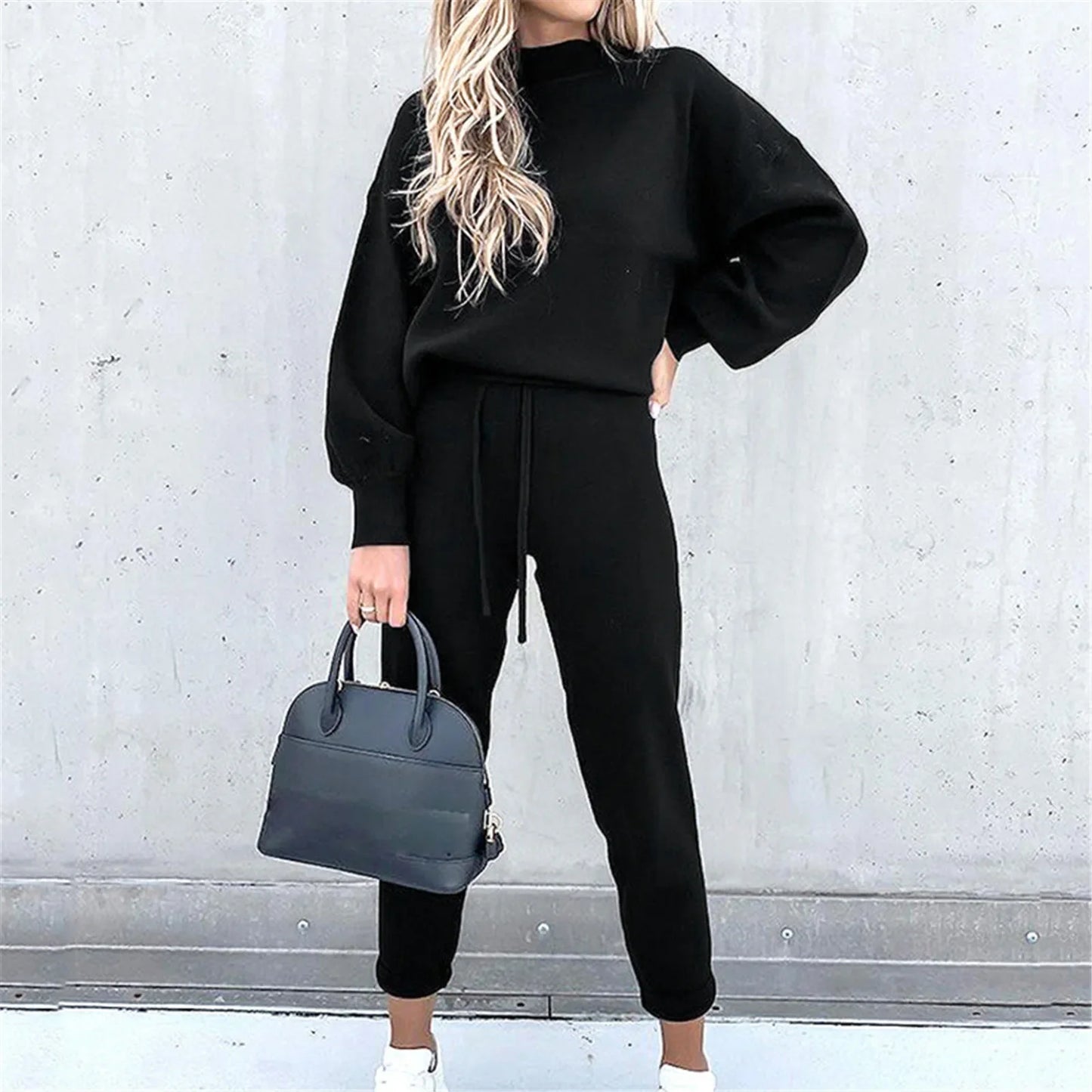 Women's Two Piece Streetwear Loungewear Set Long Sleeve Wide Leg