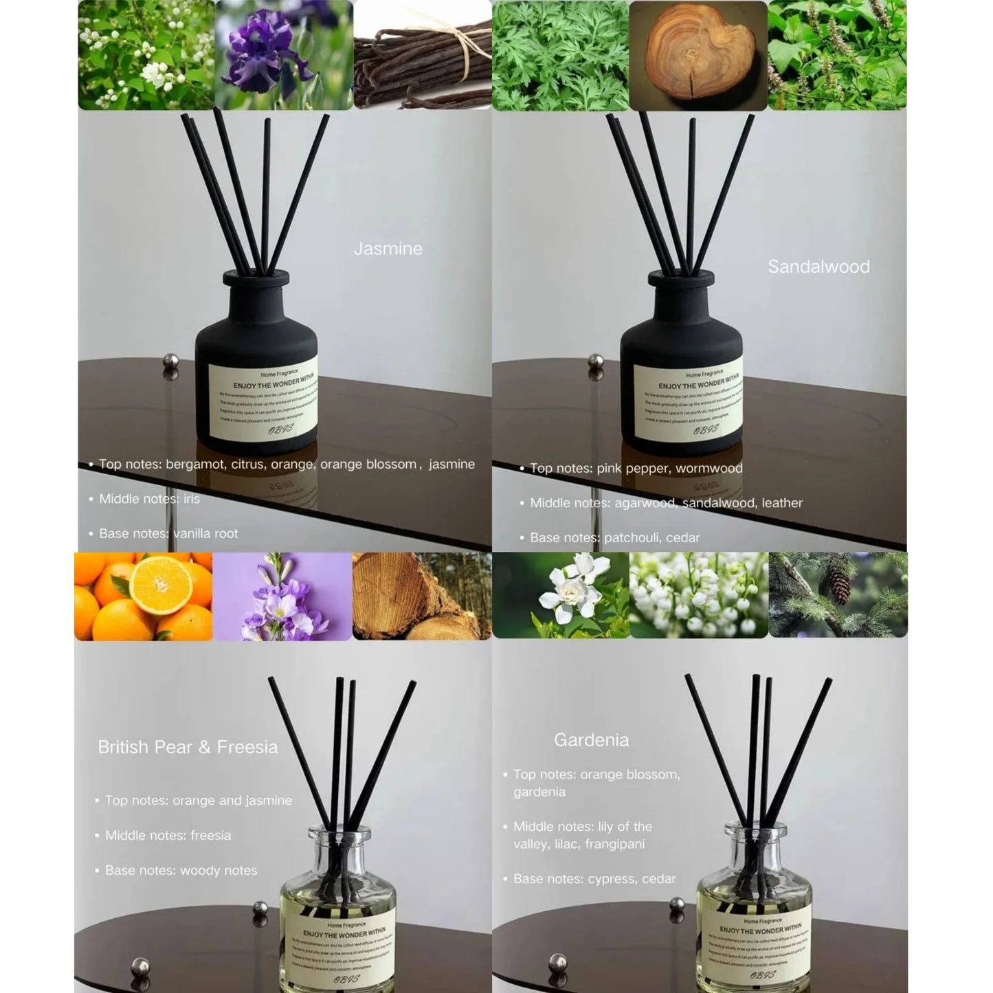 Freesia Jasmine Reed Diffuser With Fragrance Oil For Home