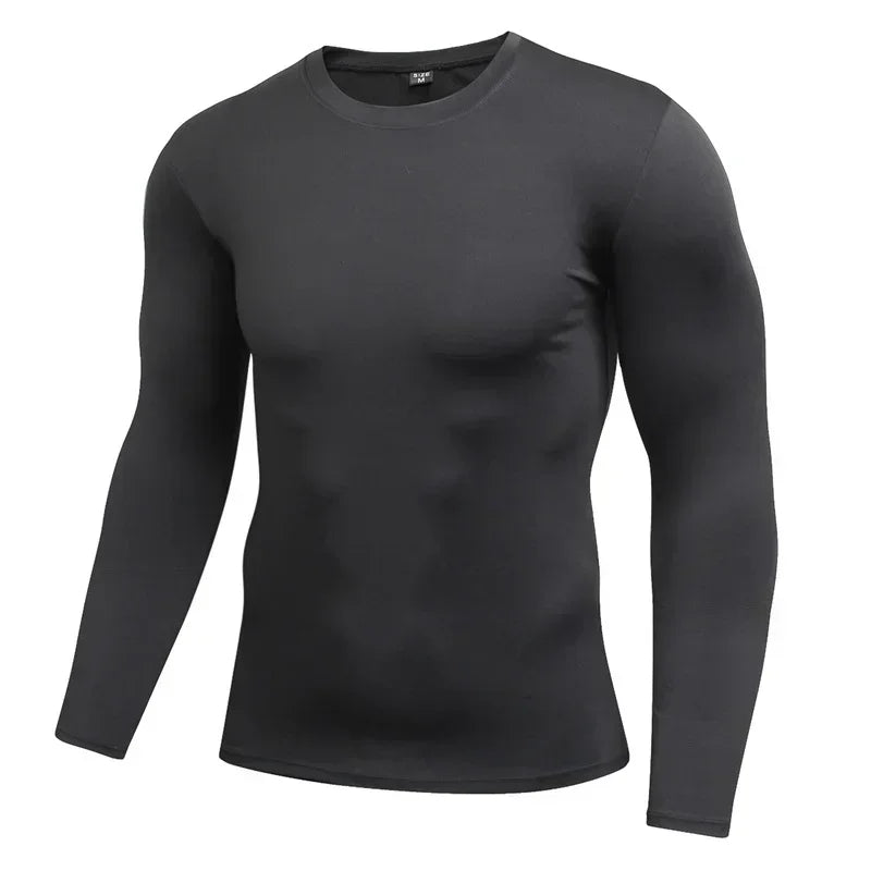 NONECN Autumn Keep Warm Compression Running T Shirt Long Sleeve