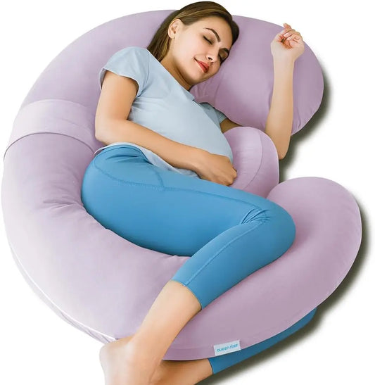 Cooling Full Body Pregnancy Pillow With Detachable Wedge Belly Support