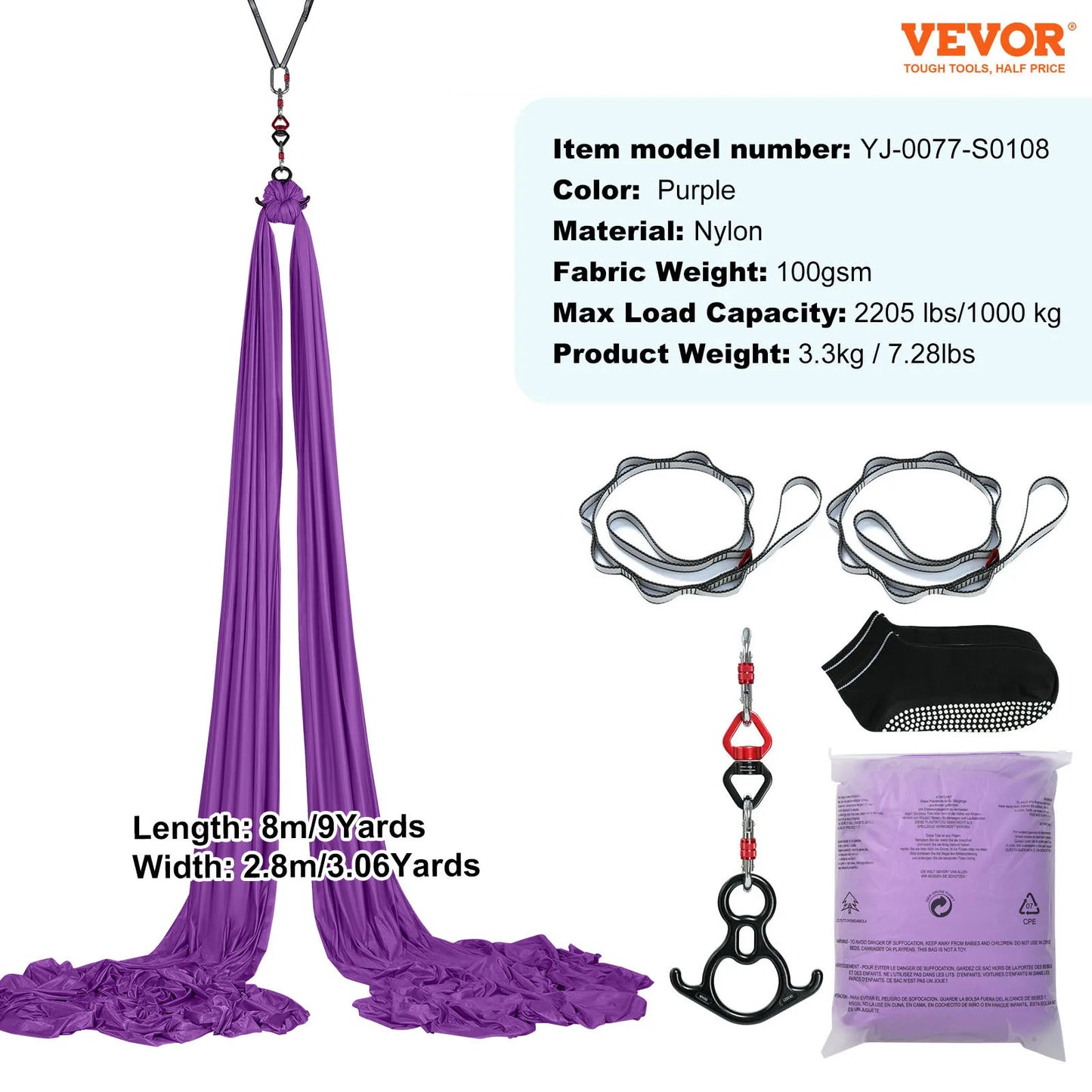 Aerial Yoga Hammock Starter Kit For All Levels Silk Fabric