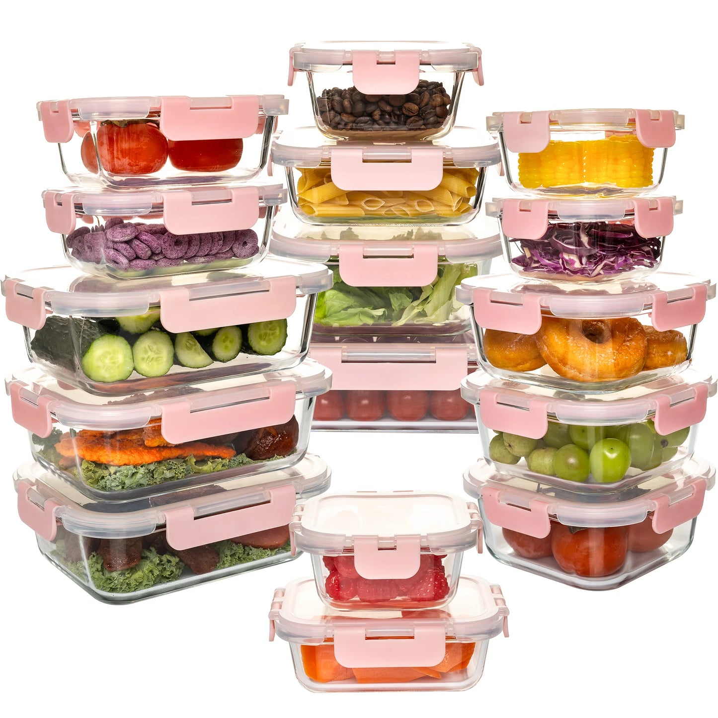 Glass Food Storage Containers Set Leakproof Airtight Stackable Microwave Safe