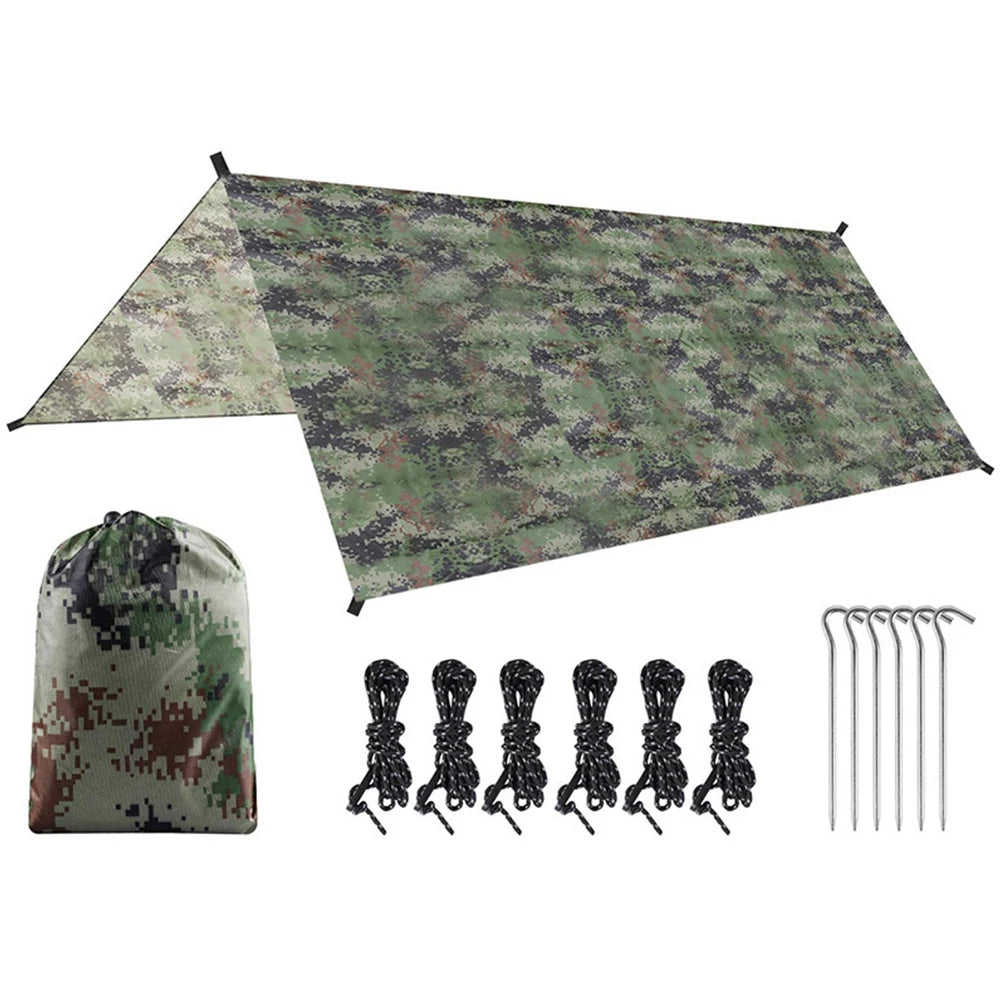 APWIKOGERC Portable Camouflage Awning Shade Camping Tarp Waterproof
