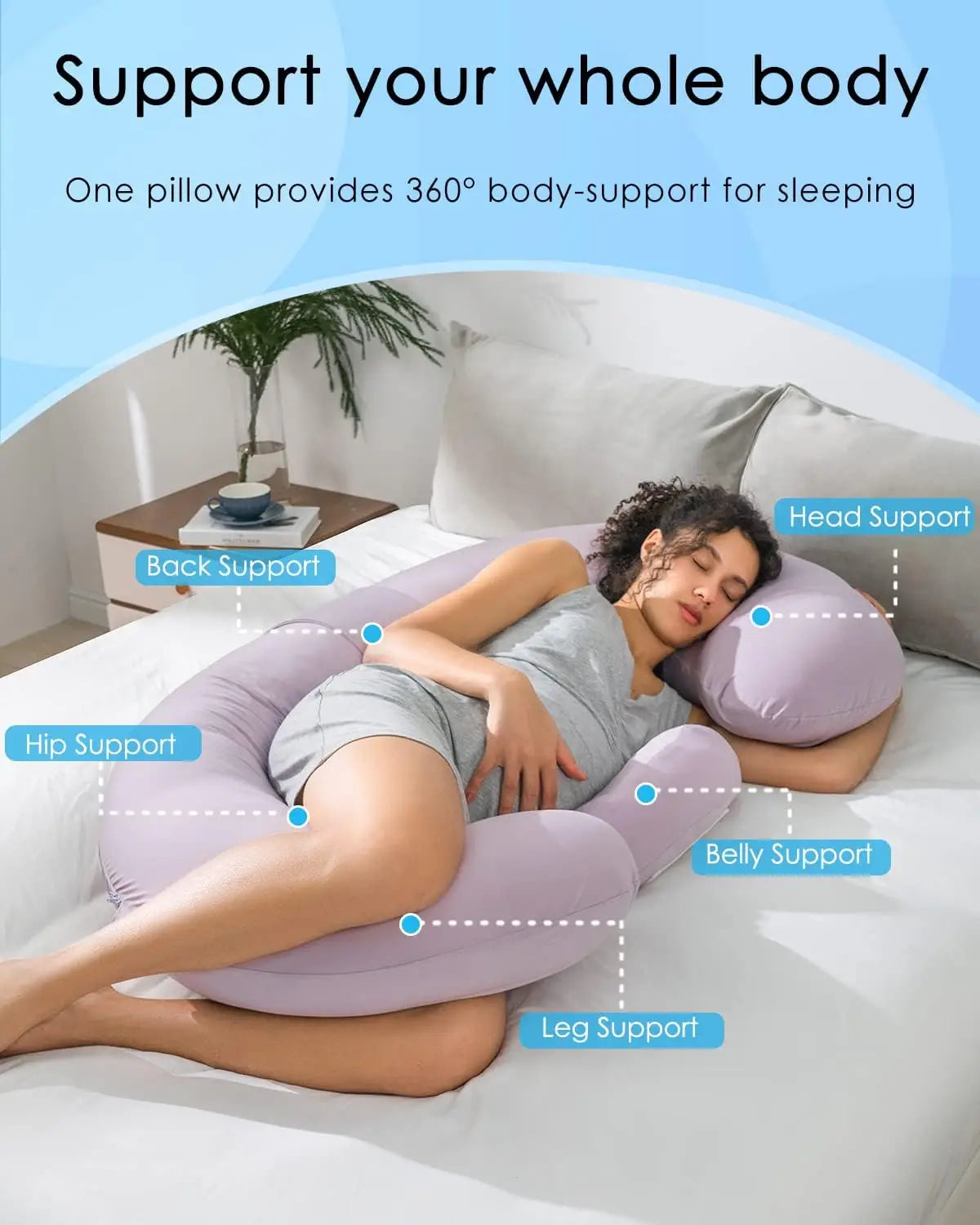 Cooling Full Body Pregnancy Pillow With Detachable Wedge Belly Support