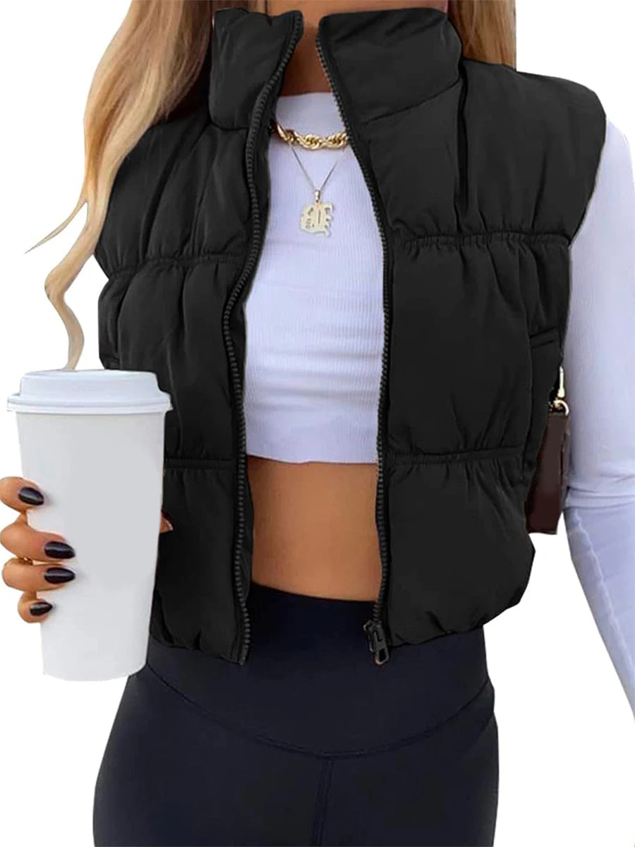 Hirigin Womens Winter Quilted Waistcoat Lightweight Zip Vest