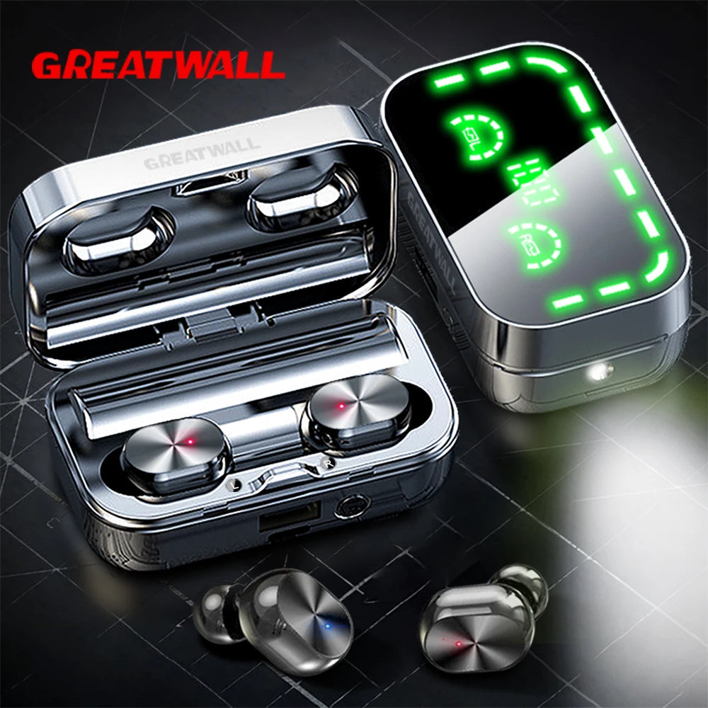 GREATWALL TWS Wireless Earphones With LED Display Microphone