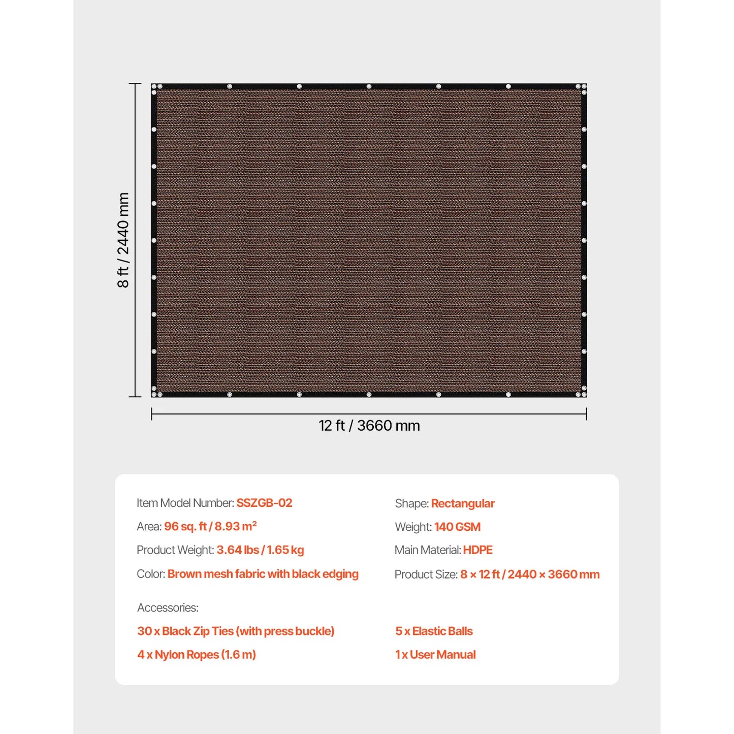 SucceBuy Sun Shade Cloth 140 GSM HDPE Canopy For Outdoor