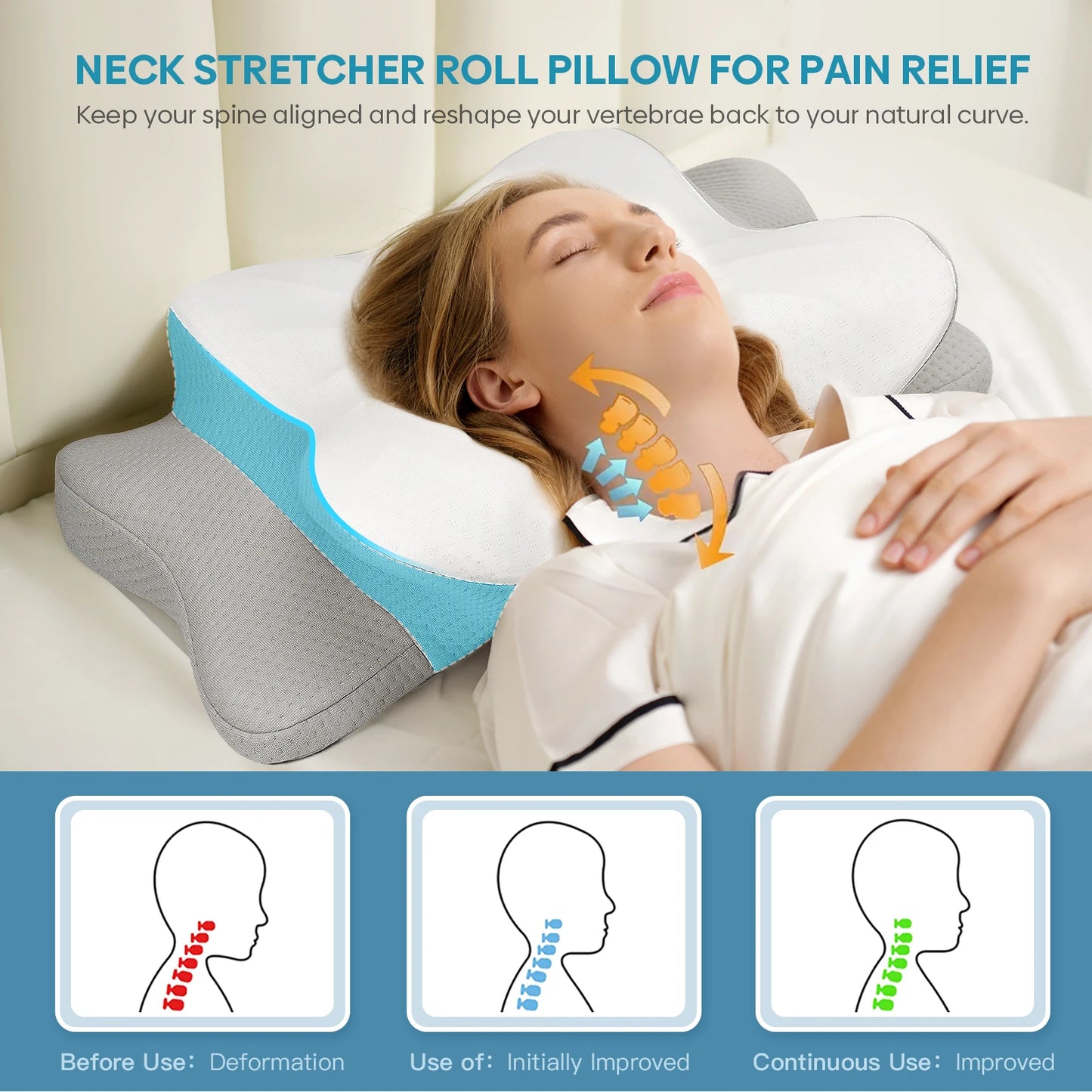 NONECN Orthopedic Memory Foam Pillow for Cervical Support