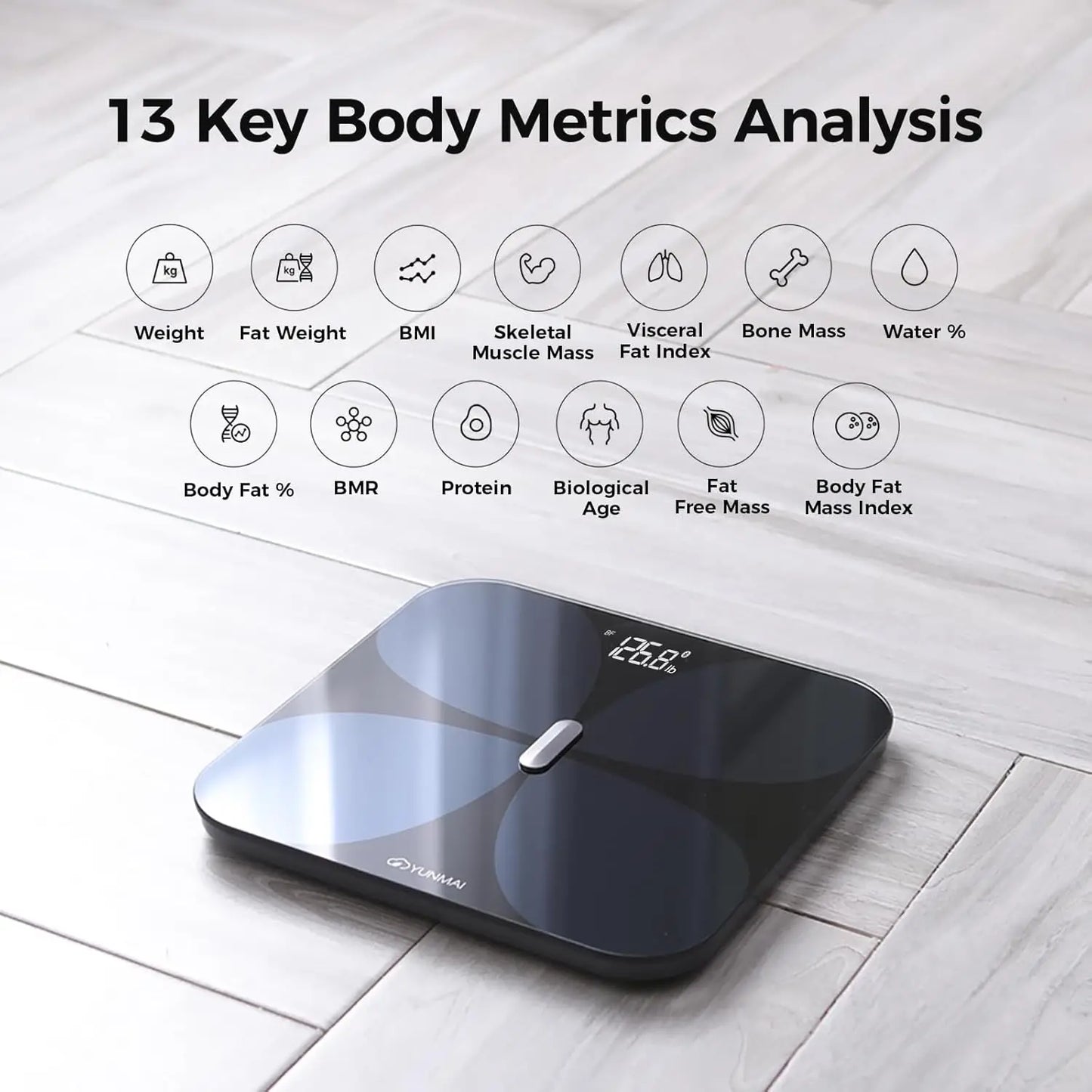 Smart Body Composition Scale With BMI And Bluetooth Sync Rechargeable