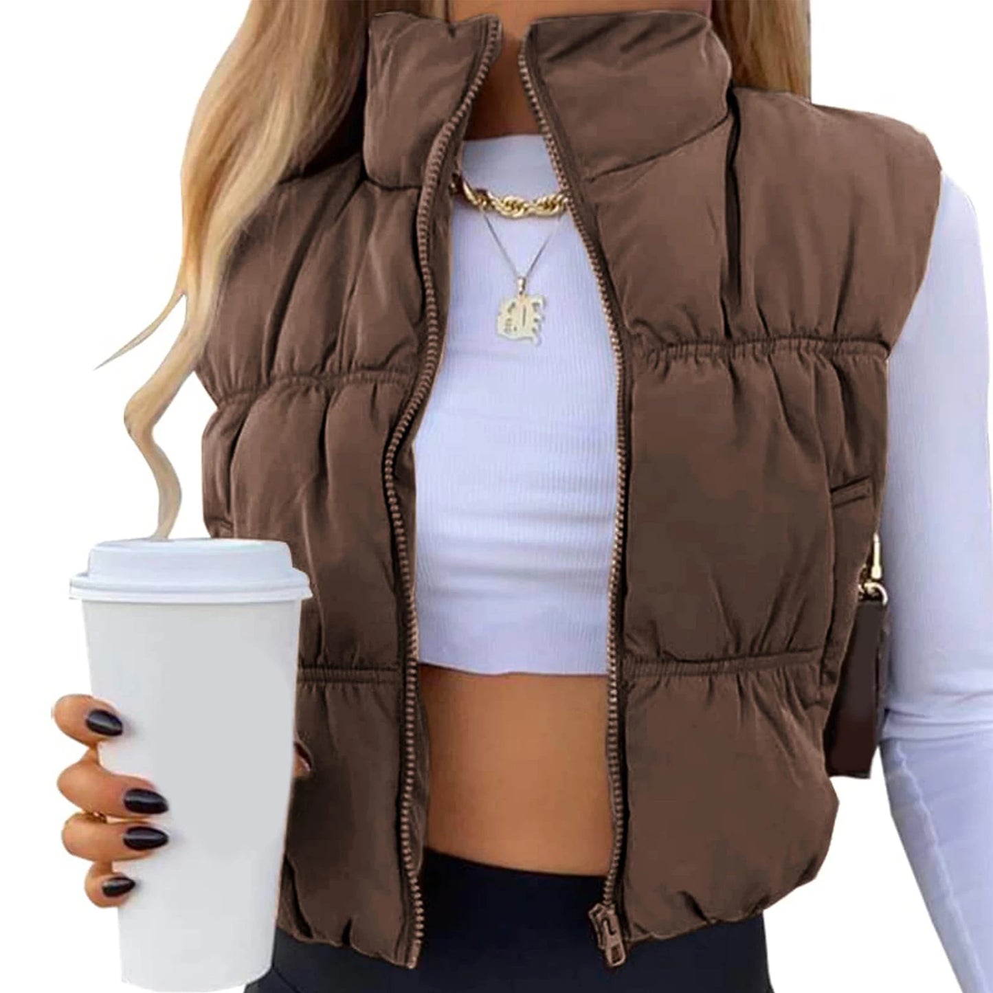 Hirigin Womens Winter Quilted Waistcoat Lightweight Zip Vest