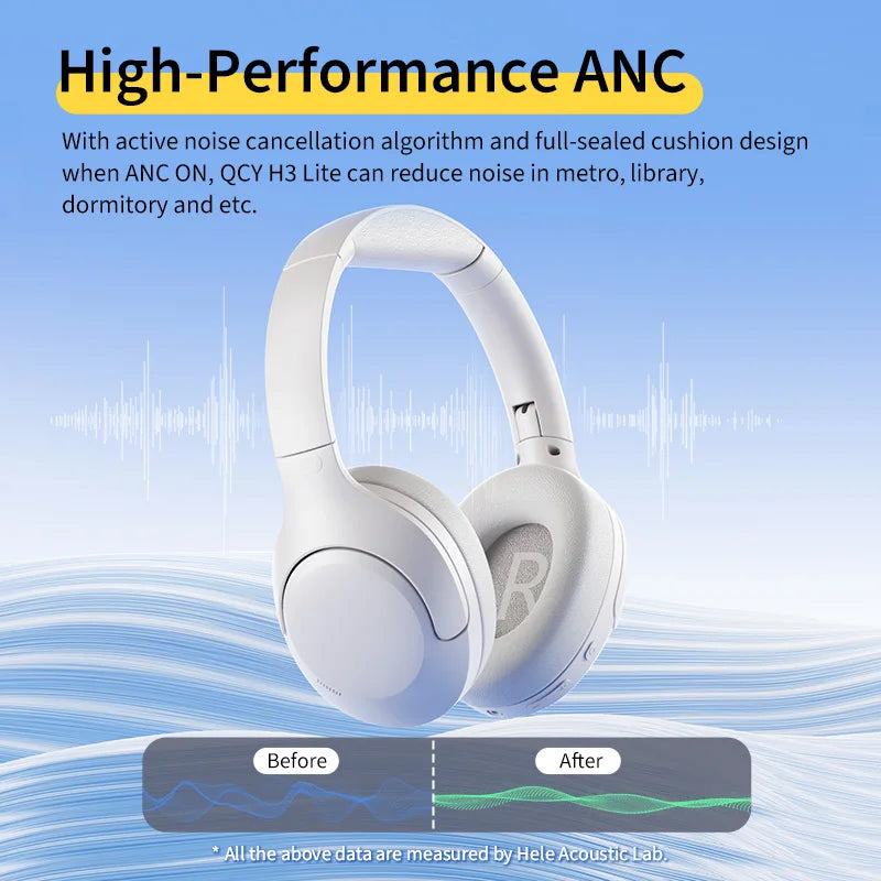 QCY H3 Lite ANC Wireless Headphones Bluetooth 5.3 Over Ear
