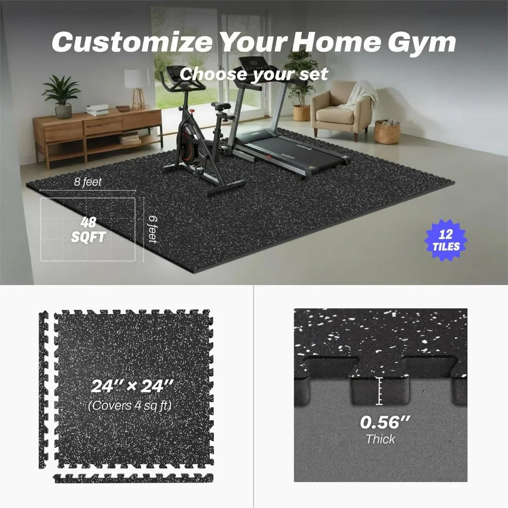 XMSJ Interlocking Gym Floor Mats With EVA Foam Tiles Home Gym Flooring