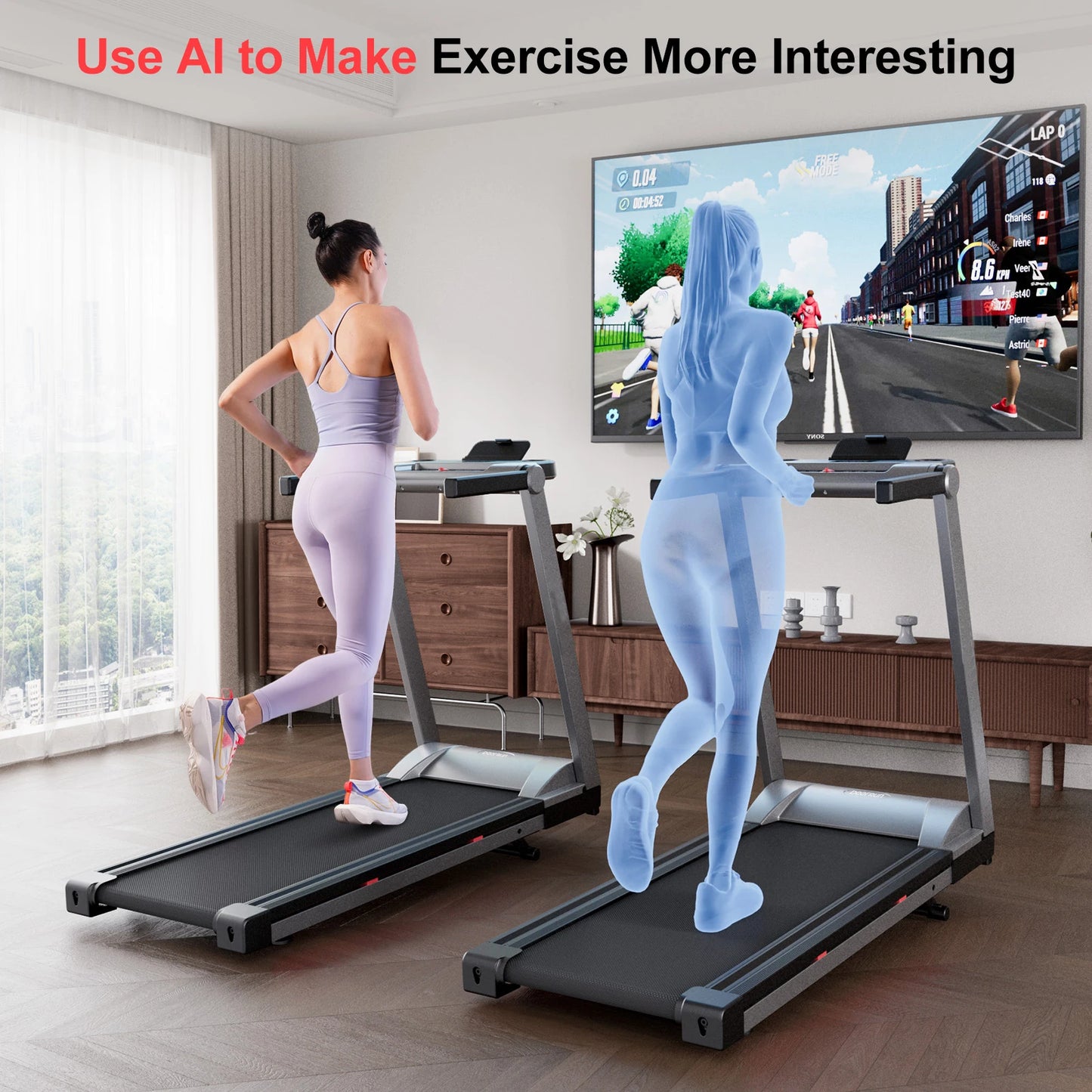 Superun 3.5HP Foldable Incline Treadmill With Handle Bar