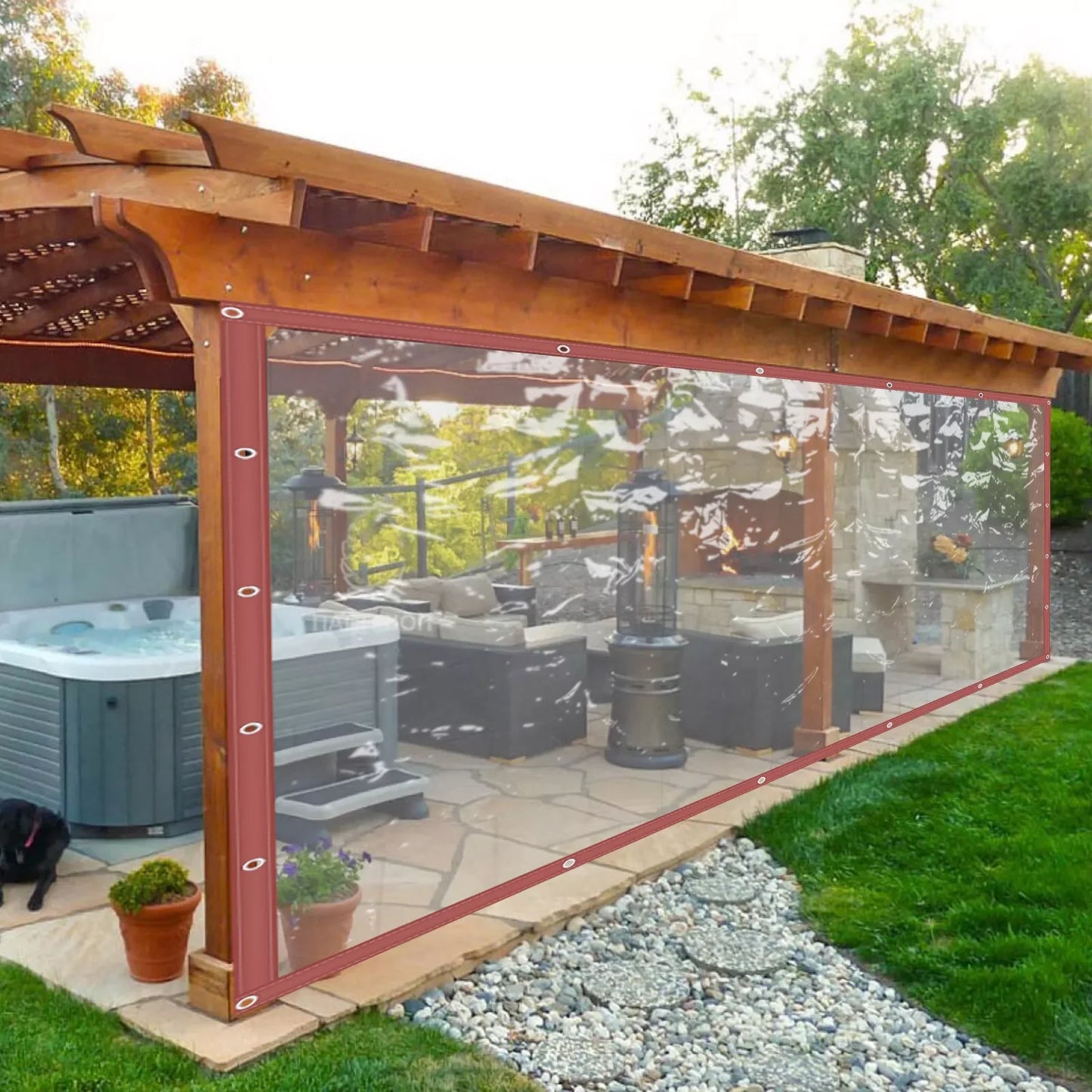 Commercial Waterproof Vinyl Clear Awning Canopy Roll Up Patio Enclosure