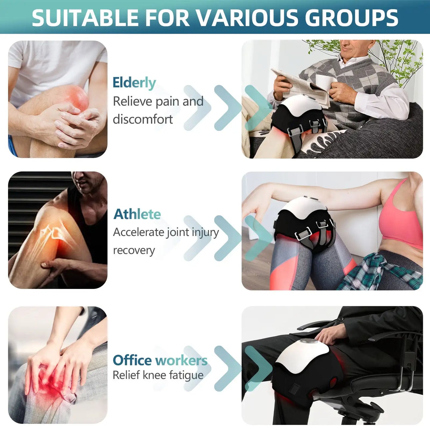 Knee Heating Massage Pad Infrared Heat And Vibration Pain Relief