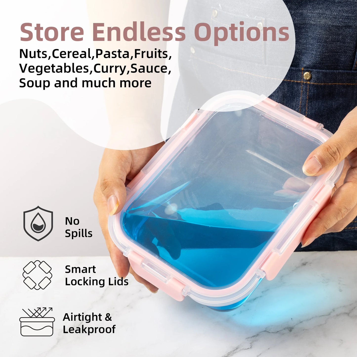 Glass Food Storage Containers Set Leakproof Airtight Stackable Microwave Safe