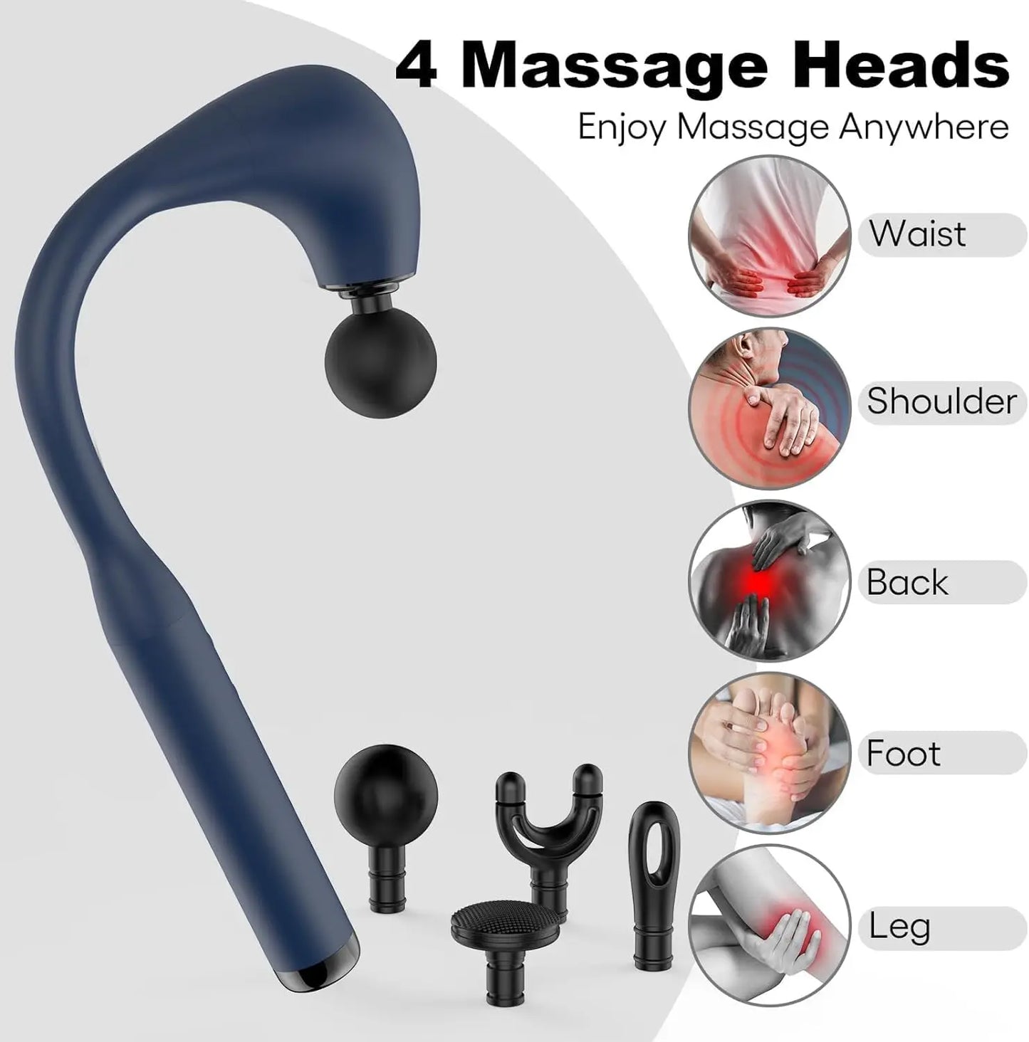 Deep Tissue Massage Gun With Extended Handle U Shaped Massager