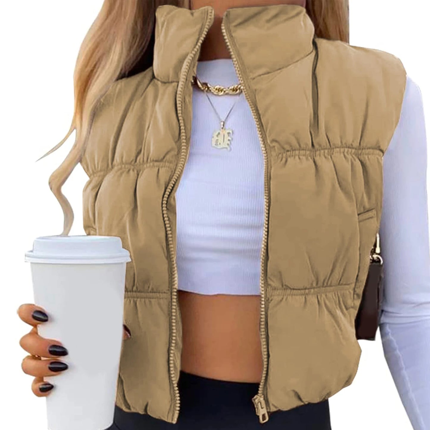 Hirigin Womens Winter Quilted Waistcoat Lightweight Zip Vest