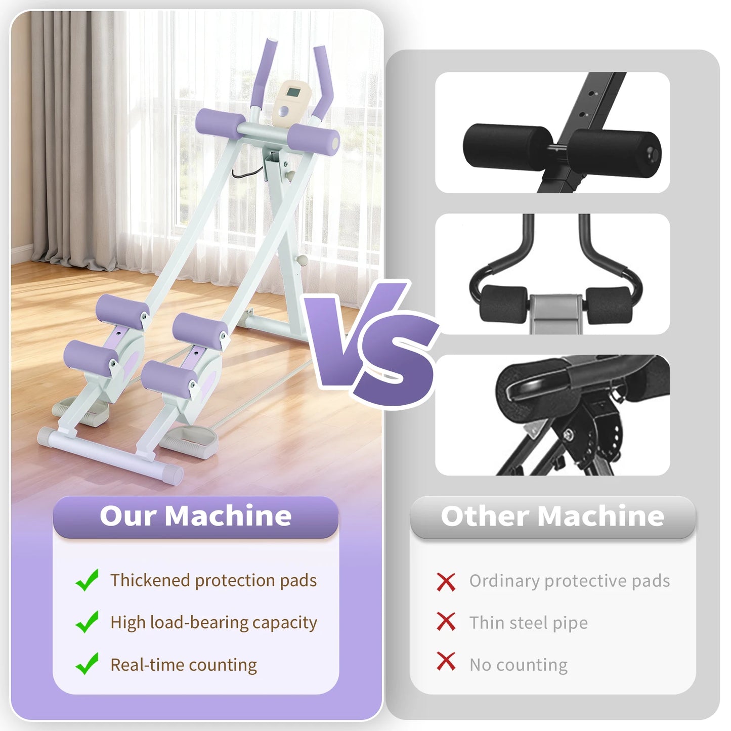 Monorail Ab Machine Adjustable Height Waist Trainer With Four Levels