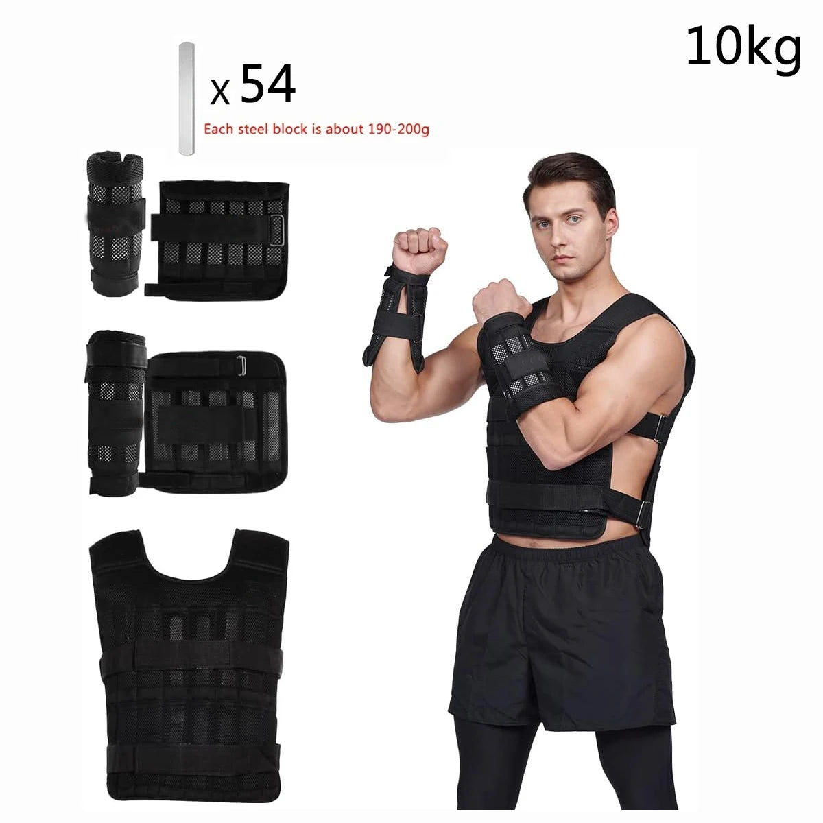 Adjustable Weight Vest With Ankle And Wrist Weights For Fitness Training