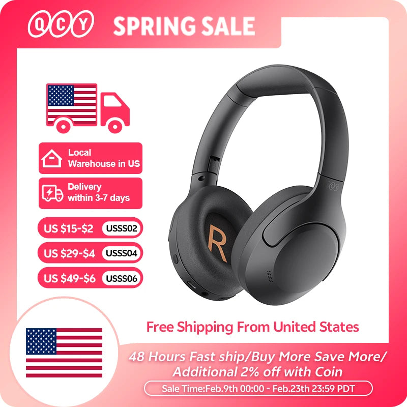 QCY H3 Lite ANC Wireless Headphones Bluetooth 5.3 Over Ear