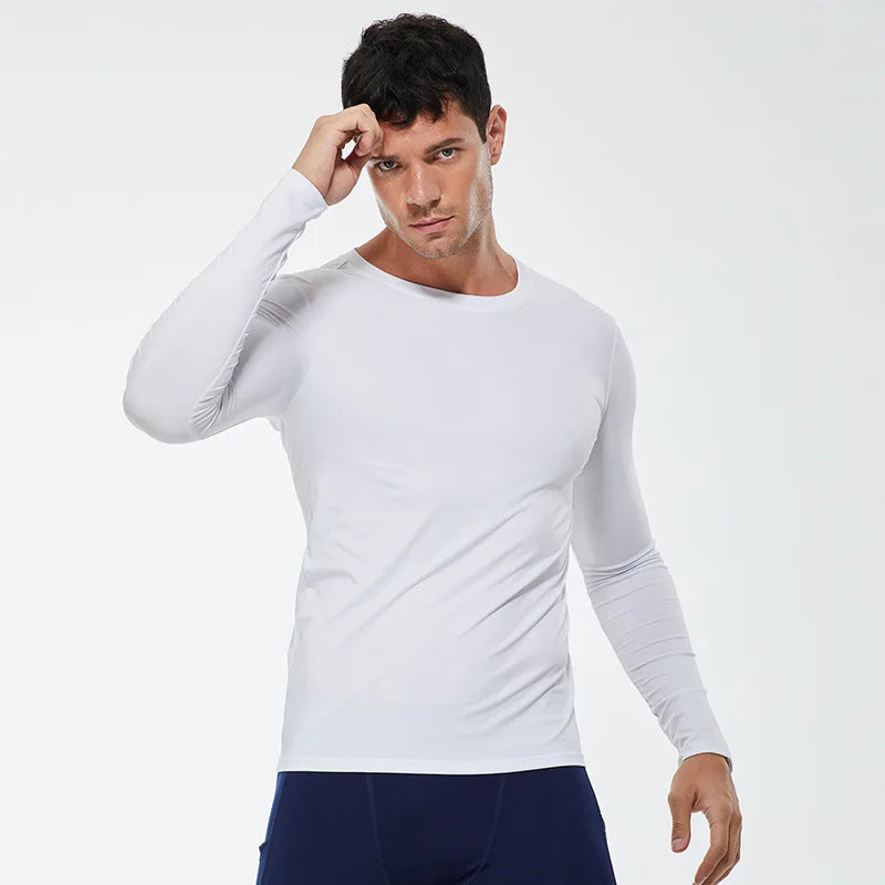 NONECN Autumn Keep Warm Compression Running T Shirt Long Sleeve